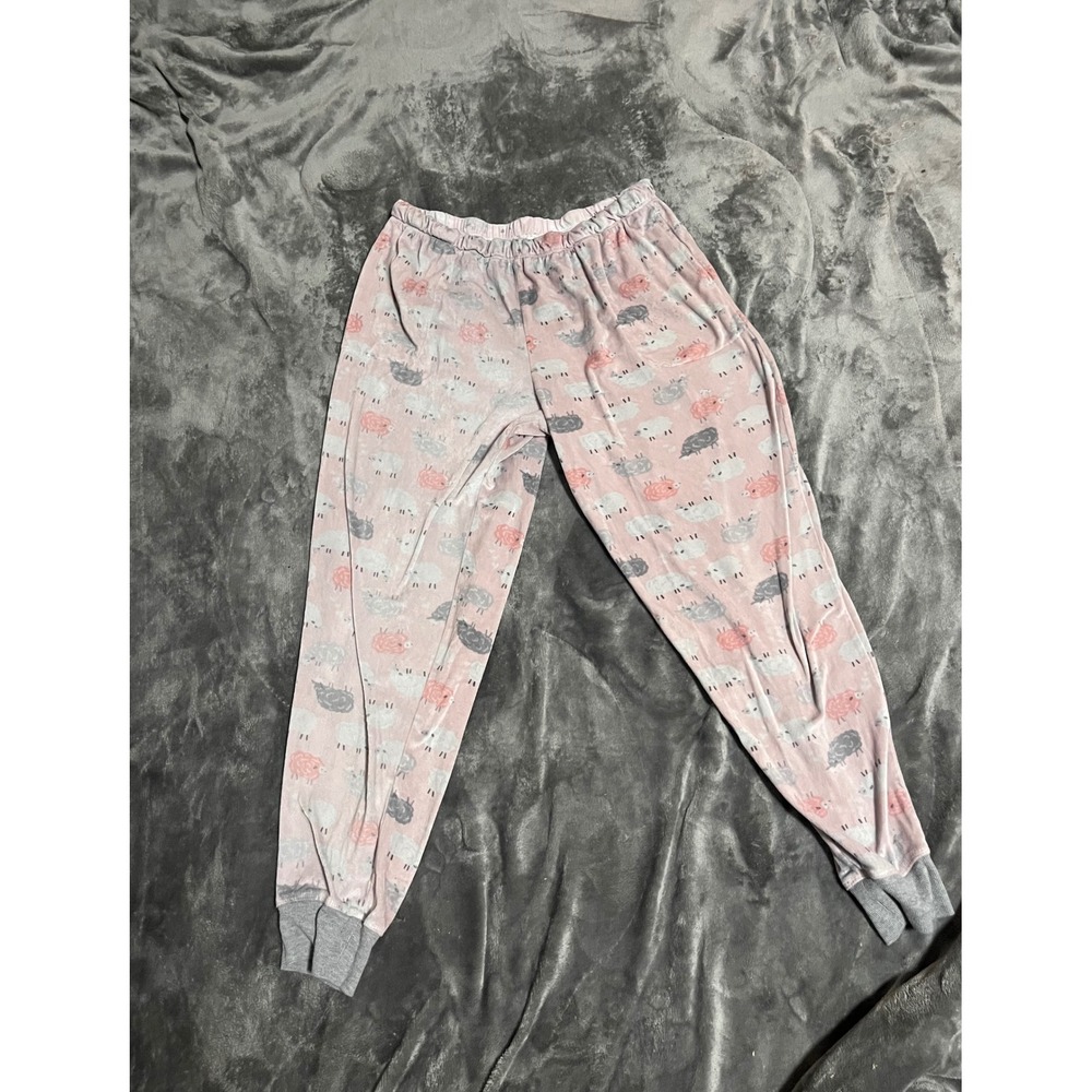 Cuddl Duds Pink Sheep Print Fleece Pajama Jogger Pants Womens Medium